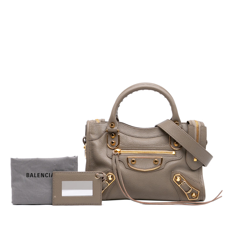 Mini Goatskin Motocross Classic Metallic Edge City Satchel - Image 7