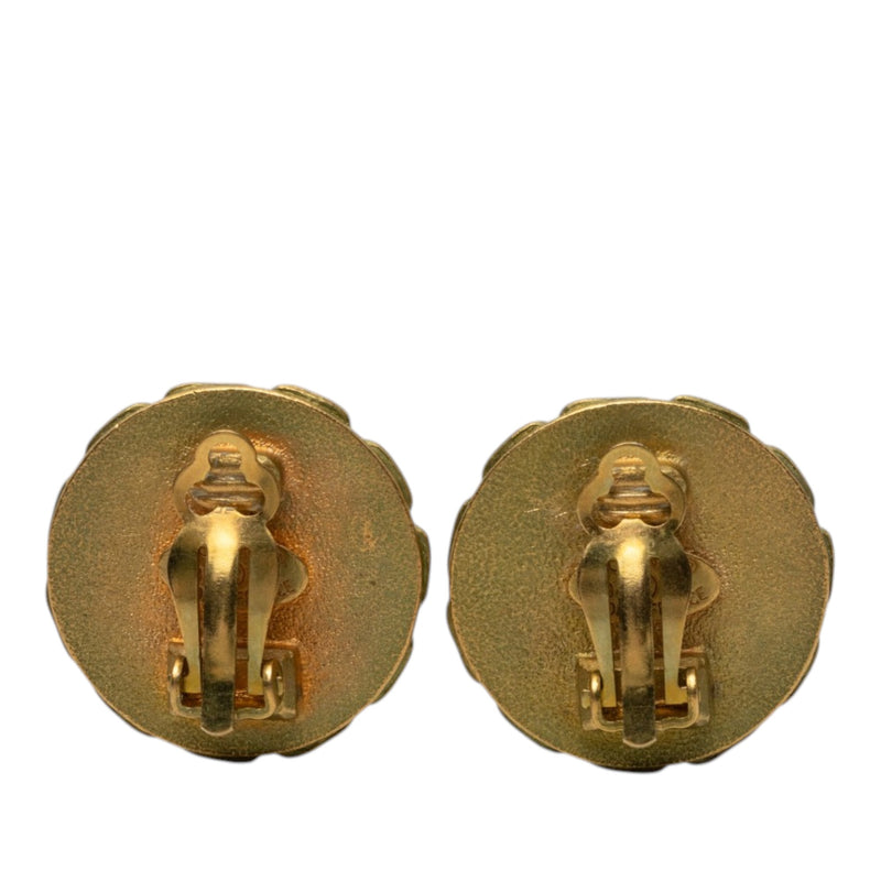 CC Gold Plated Resin Chain Round Clip On Earrings - Image 2
