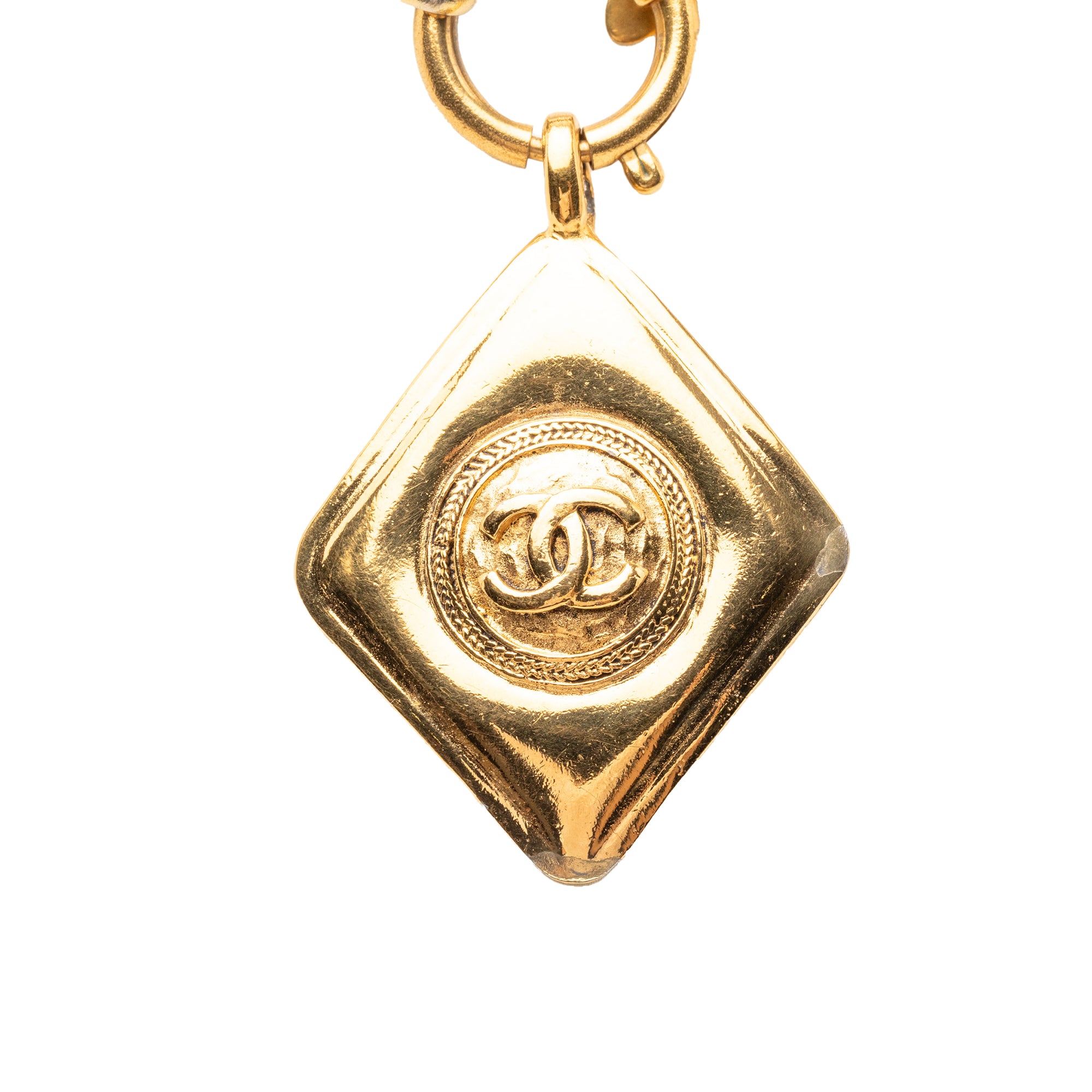 CC Gold Plated Diamond Shape Pendant Necklace - Image 2