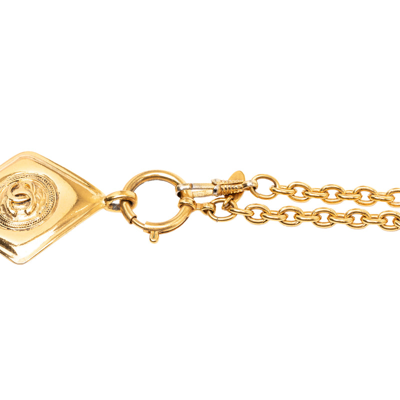 CC Gold Plated Diamond Shape Pendant Necklace - Image 5