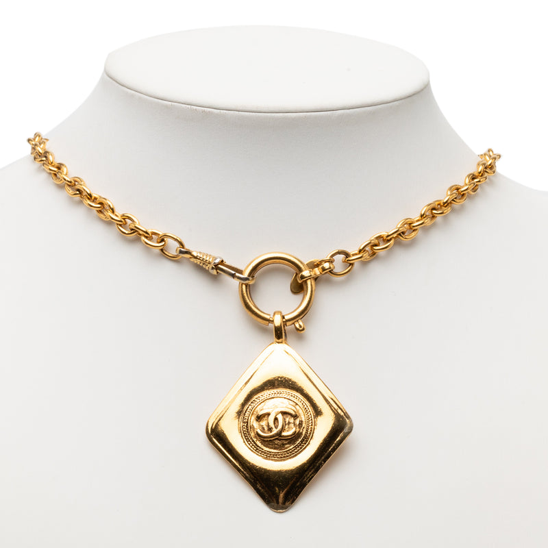 CC Gold Plated Diamond Shape Pendant Necklace - Image 6