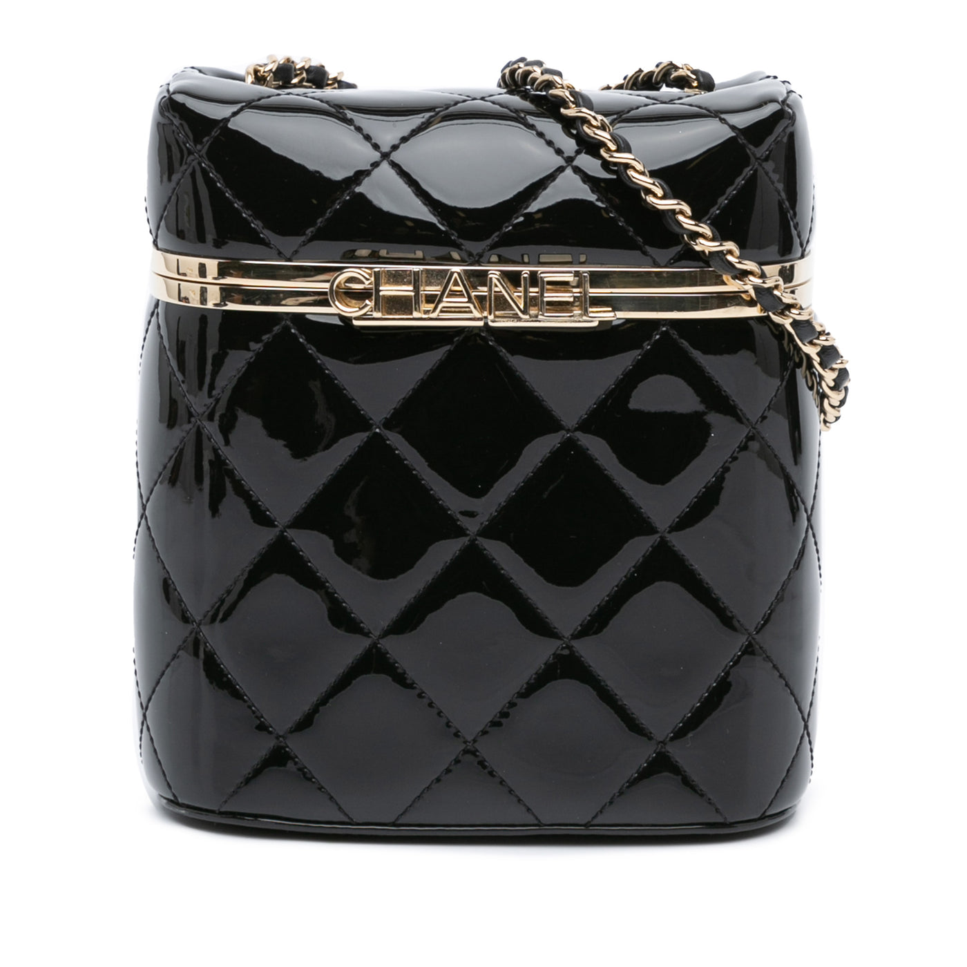 Quilted Patent Logo Chain Vanity Case - Image 1