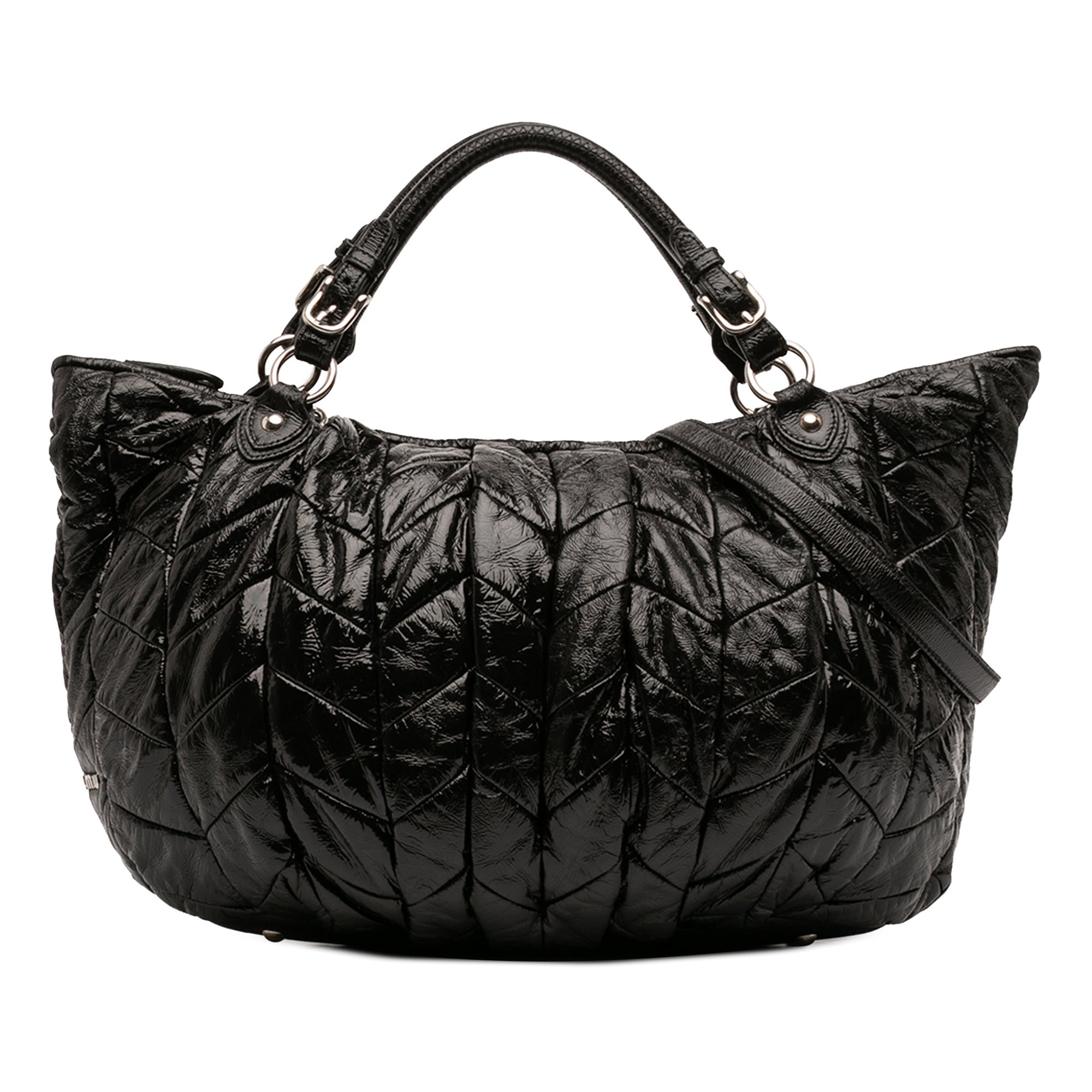 Quilted Patent Leather Hobo - Image 1