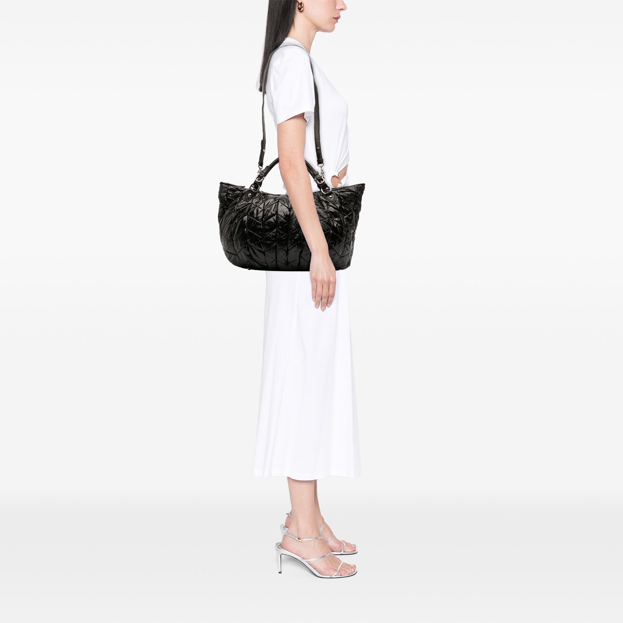 Quilted Patent Leather Hobo - Image 6