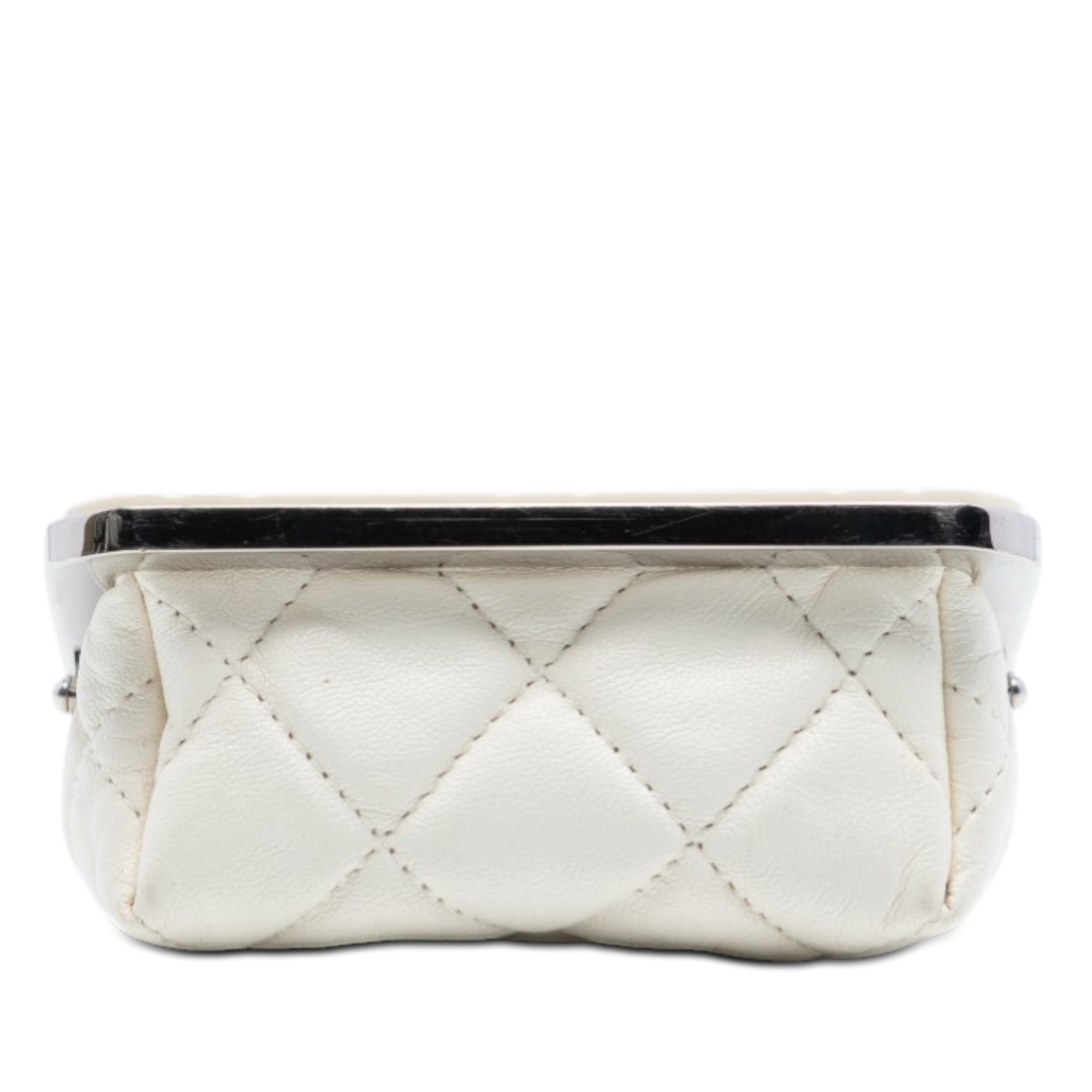 Lambskin and Acrylic Kiss Clutch with Chain - Image 3