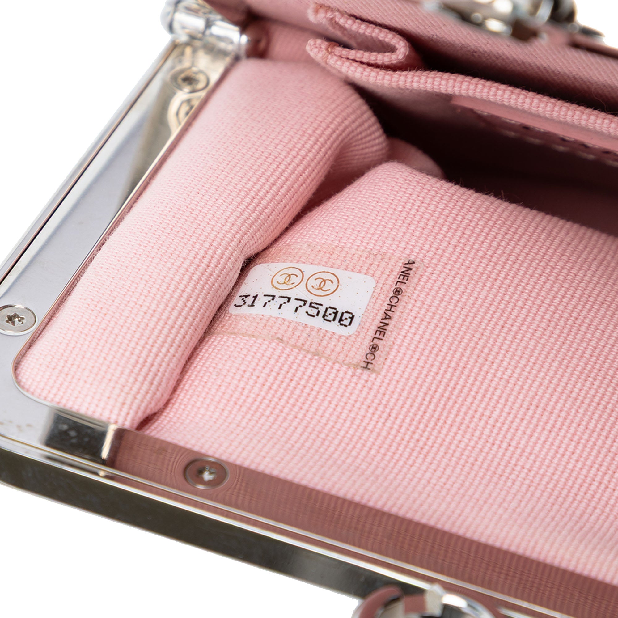 Lambskin and Acrylic Kiss Clutch with Chain - Image 6