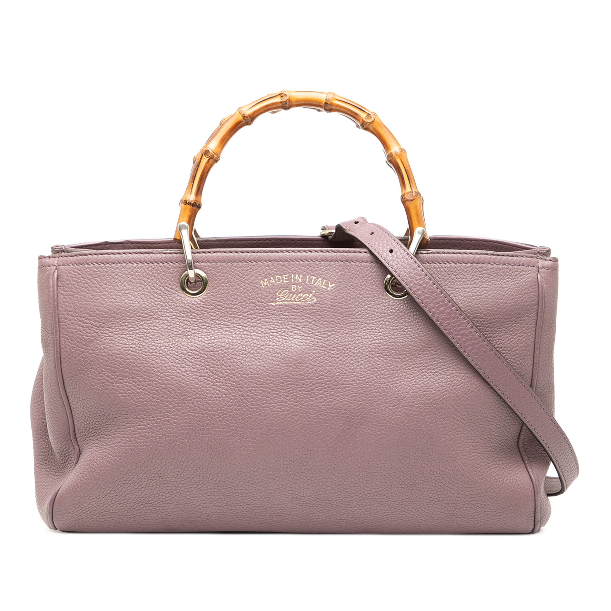 Medium Calfskin Bamboo Shopper Satchel - Image 1