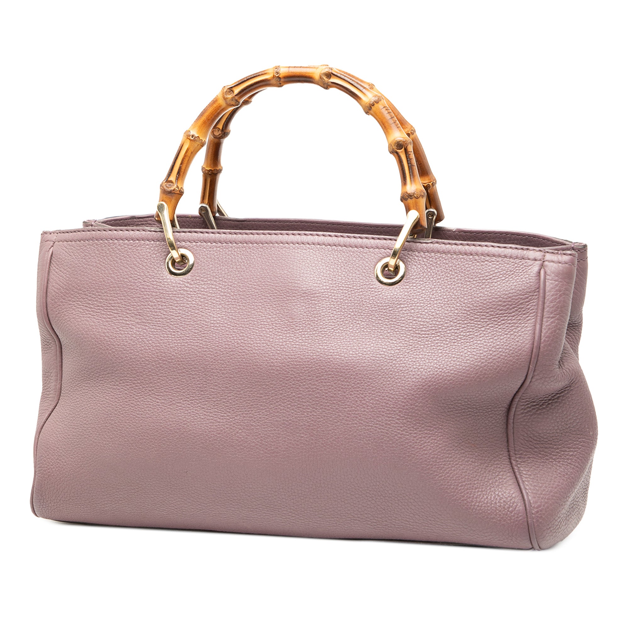 Medium Calfskin Bamboo Shopper Satchel - Image 2