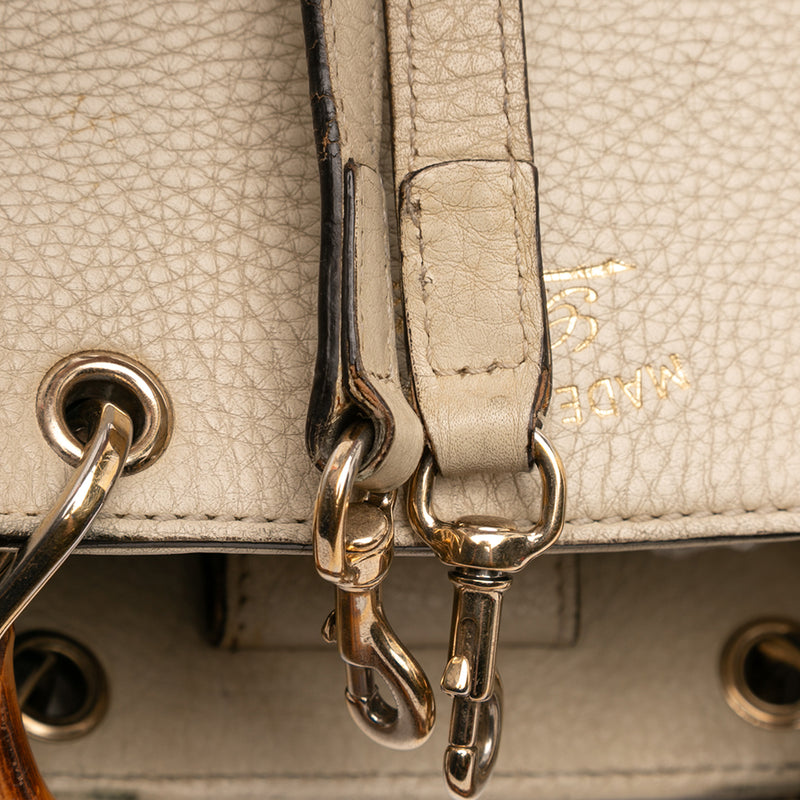 Mini Calfskin Bamboo Shopper Satchel - Image 8