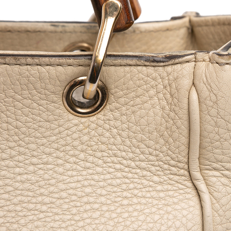 Mini Calfskin Bamboo Shopper Satchel - Image 9