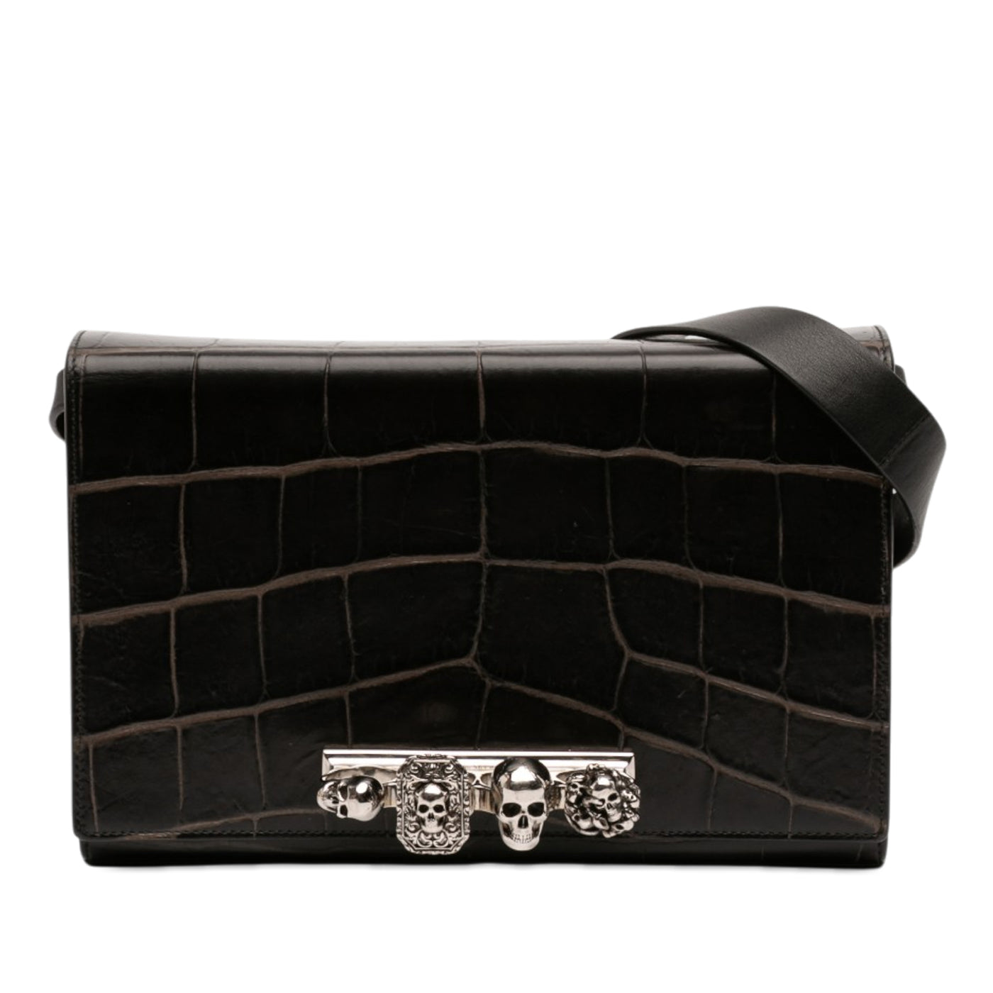 Mini Croc Embossed Skull Jeweled Crossbody - Image 1