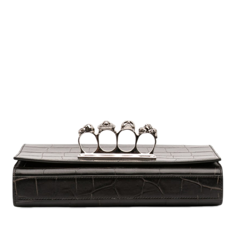 Mini Croc Embossed Skull Jeweled Crossbody - Image 3