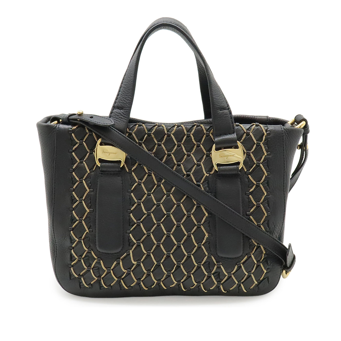 Leather Vara Chain Link Satchel - Image 1