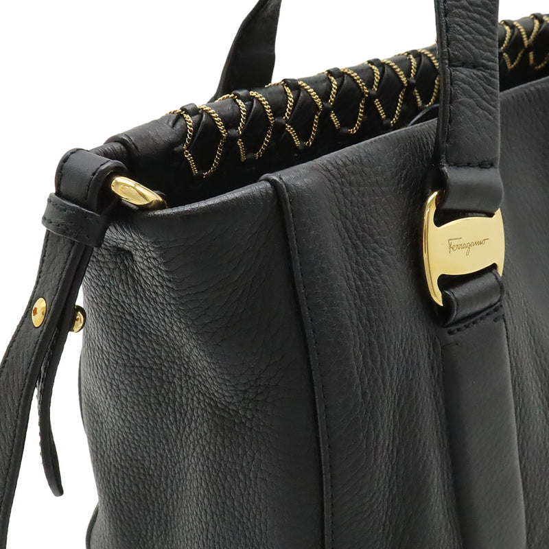 Leather Vara Chain Link Satchel - Image 8