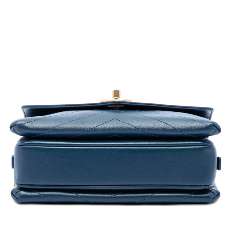 Small Chevron Lambskin Stitched Envelope Flap - Image 3