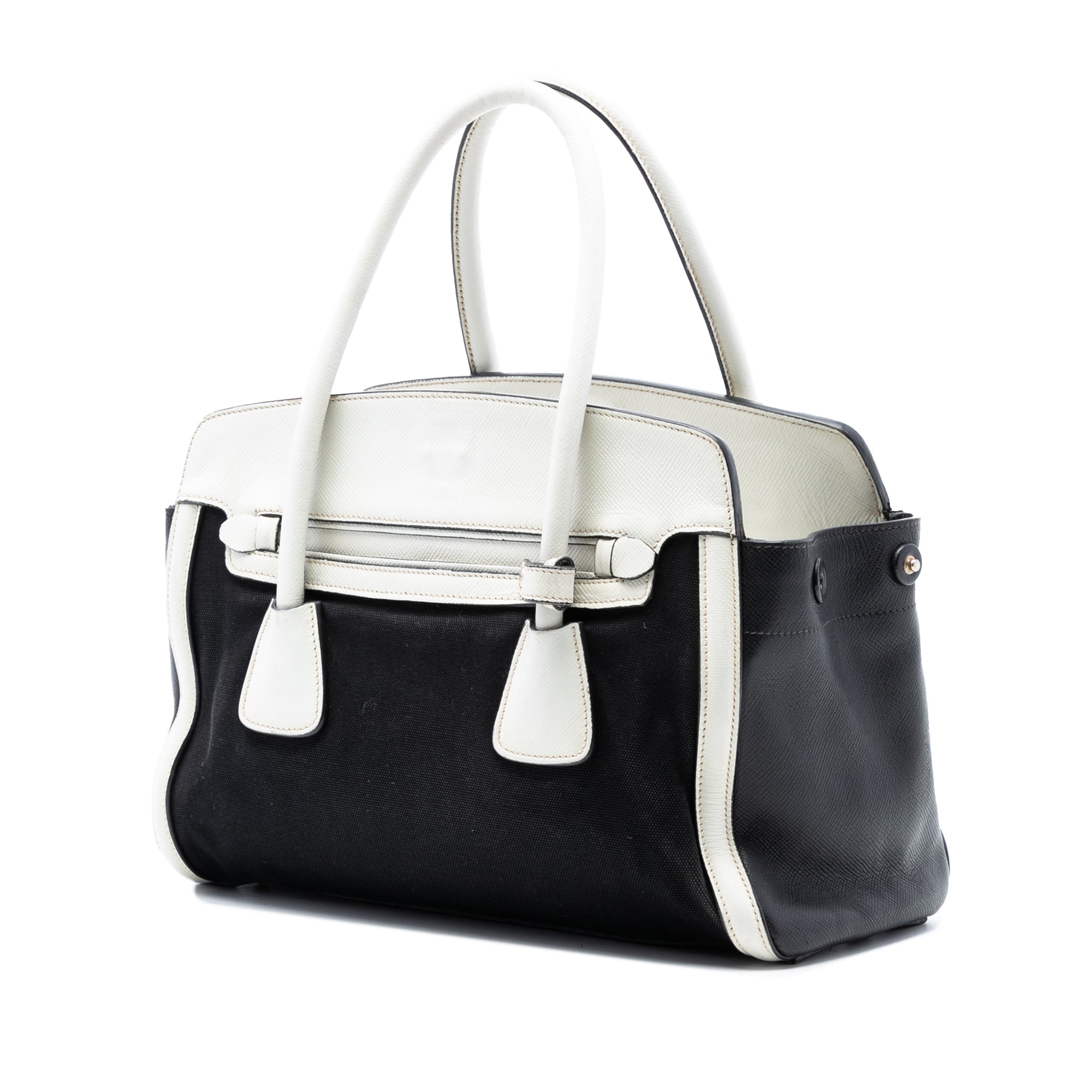 Bicolor Saffiano Cuir Trimmed Canvas Satchel - Image 2