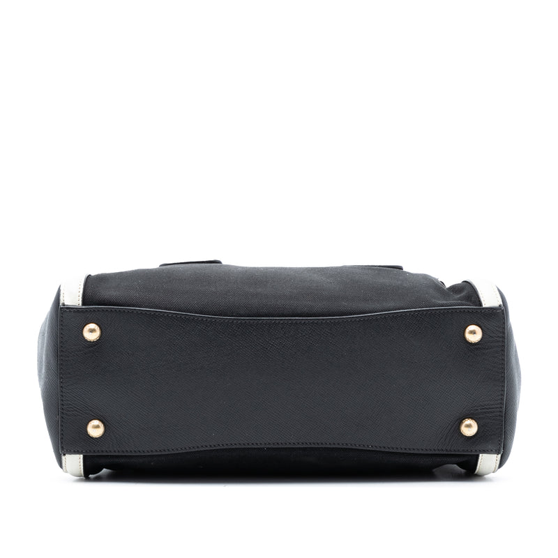 Bicolor Saffiano Cuir Trimmed Canvas Satchel - Image 3