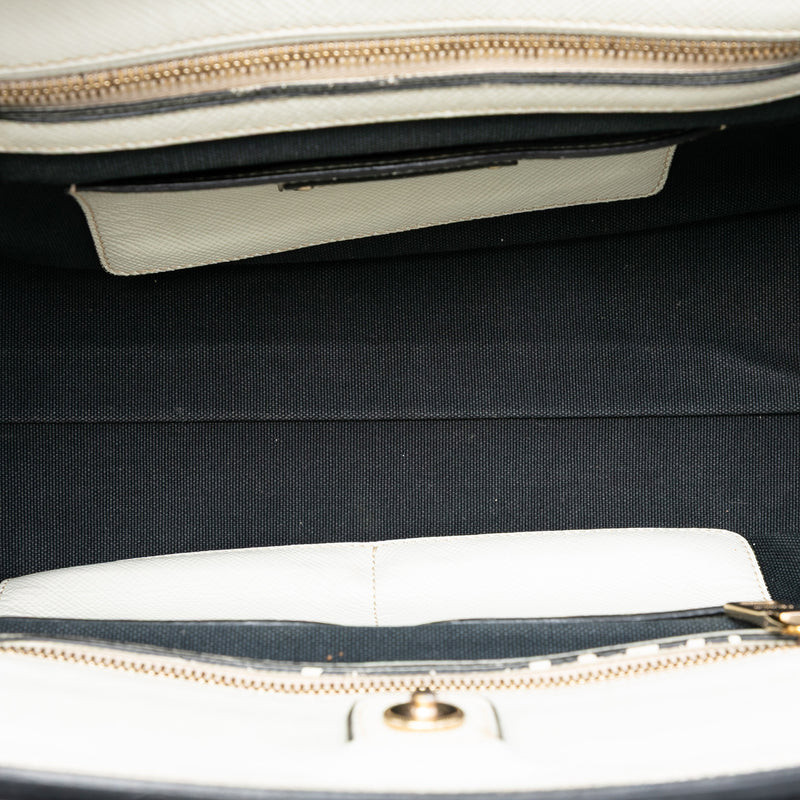 Bicolor Saffiano Cuir Trimmed Canvas Satchel - Image 4