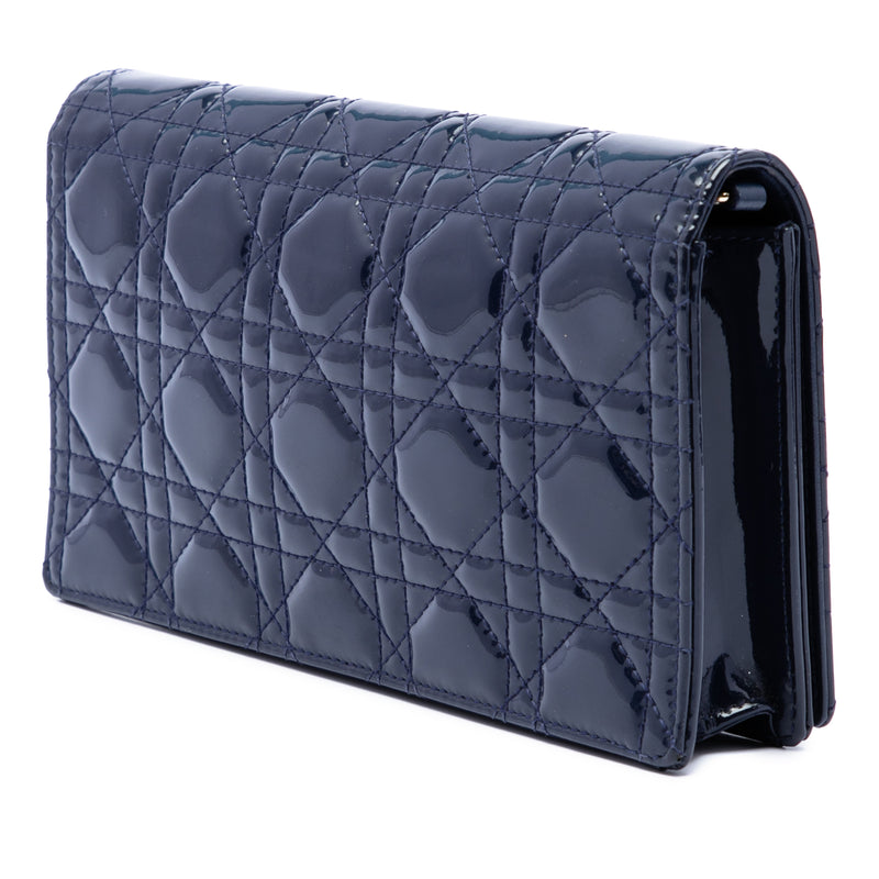 Patent Cannage Lady Dior Pouch with Chain - Image 2