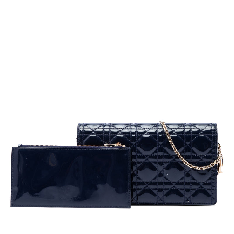 Patent Cannage Lady Dior Pouch with Chain - Image 7