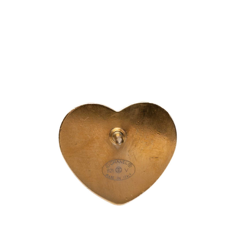 CC Gold Plated Quilted Heart Brooch - Image 3