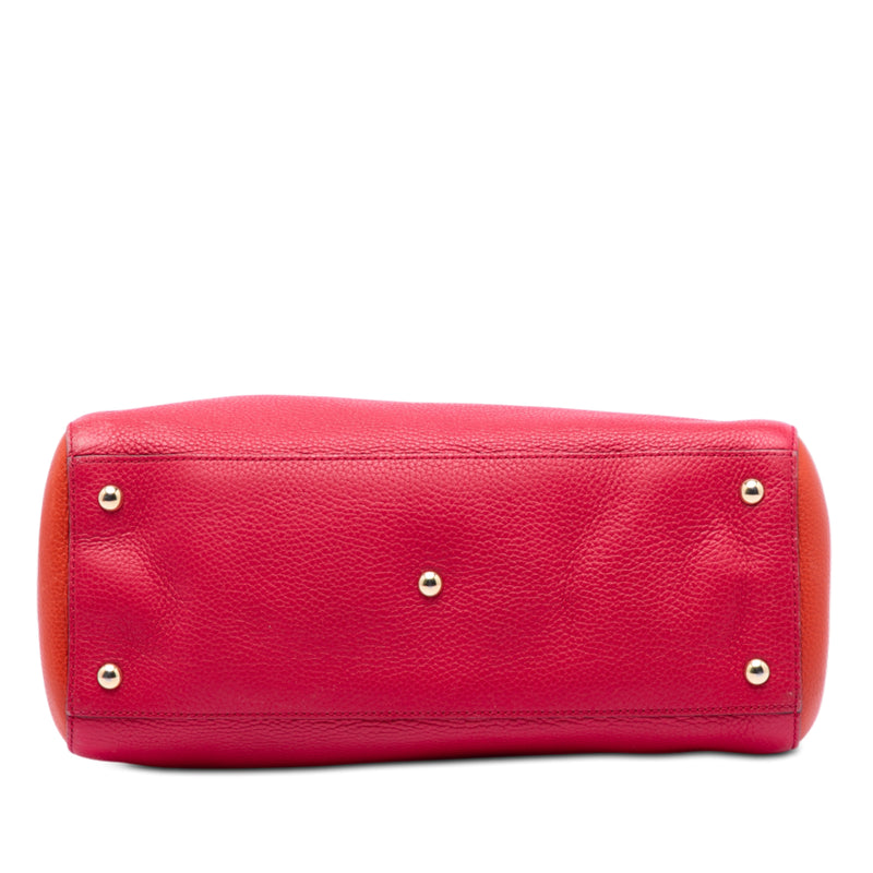 Medium Calfskin Bamboo Shopper Satchel - Image 3