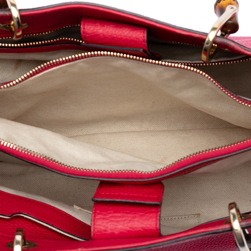Medium Calfskin Bamboo Shopper Satchel - Image 4