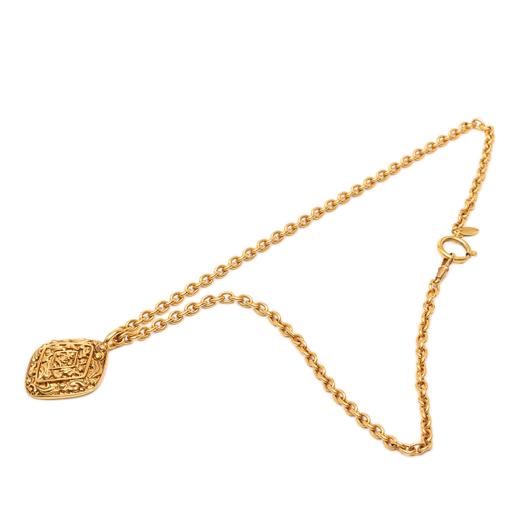CC Gold Plated Rhombus Medallion Pendant Necklace - Image 3
