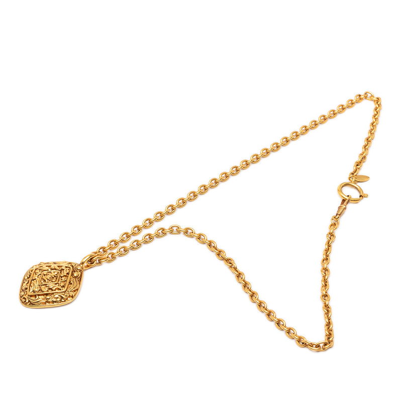 CC Gold Plated Rhombus Medallion Pendant Necklace - Image 3