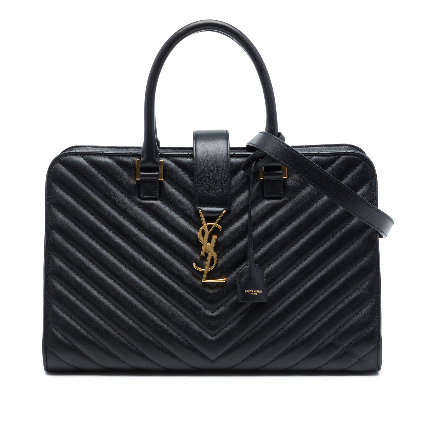 Medium Chevron Calfskin Monogram Cabas Satchel - Image 1