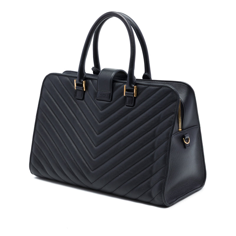 Medium Chevron Calfskin Monogram Cabas Satchel - Image 2
