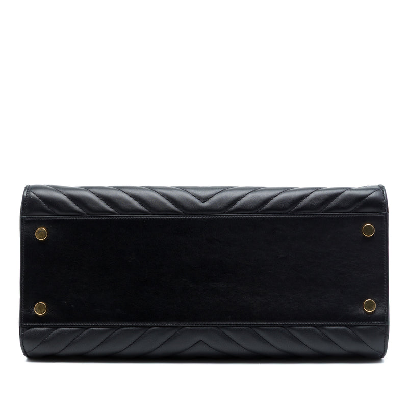 Medium Chevron Calfskin Monogram Cabas Satchel - Image 3