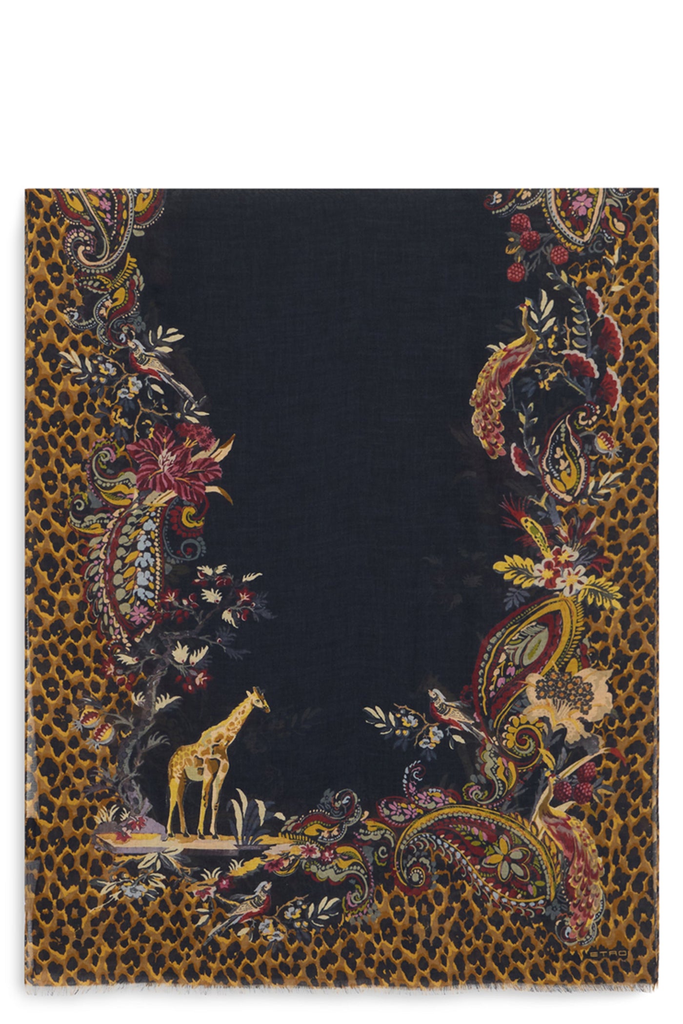 Etro Animal-Print Modal-Cashmere Scarf — Multicolor Scarfs