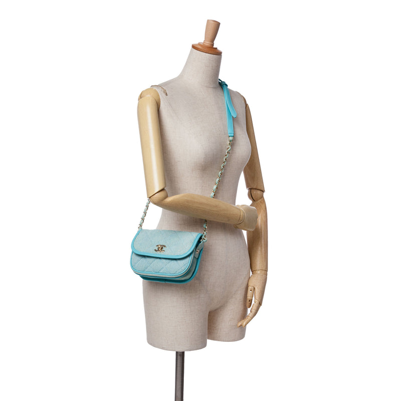 Mini CC Quilted Denim Messenger Flap - Image 10
