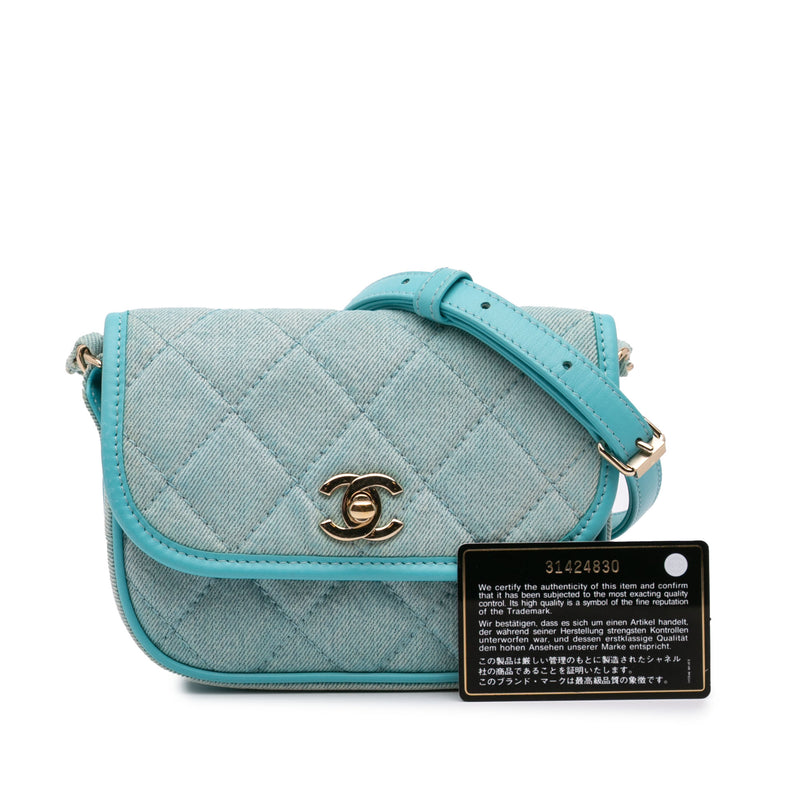 Mini CC Quilted Denim Messenger Flap - Image 11