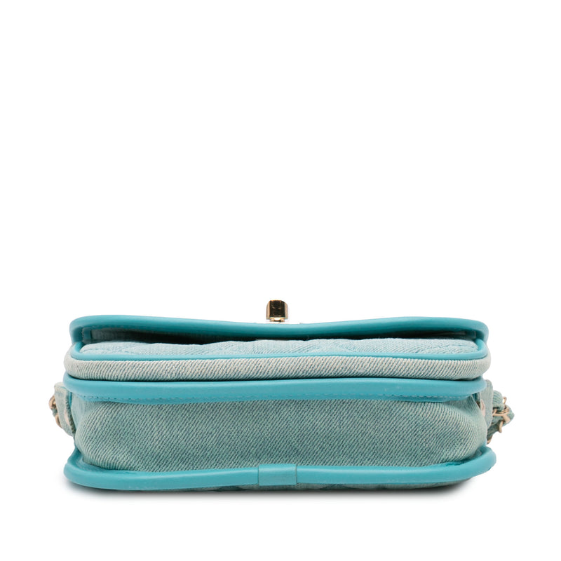Mini CC Quilted Denim Messenger Flap - Image 3