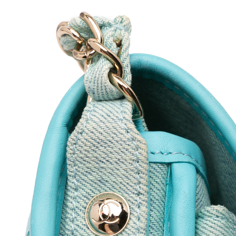 Mini CC Quilted Denim Messenger Flap - Image 9