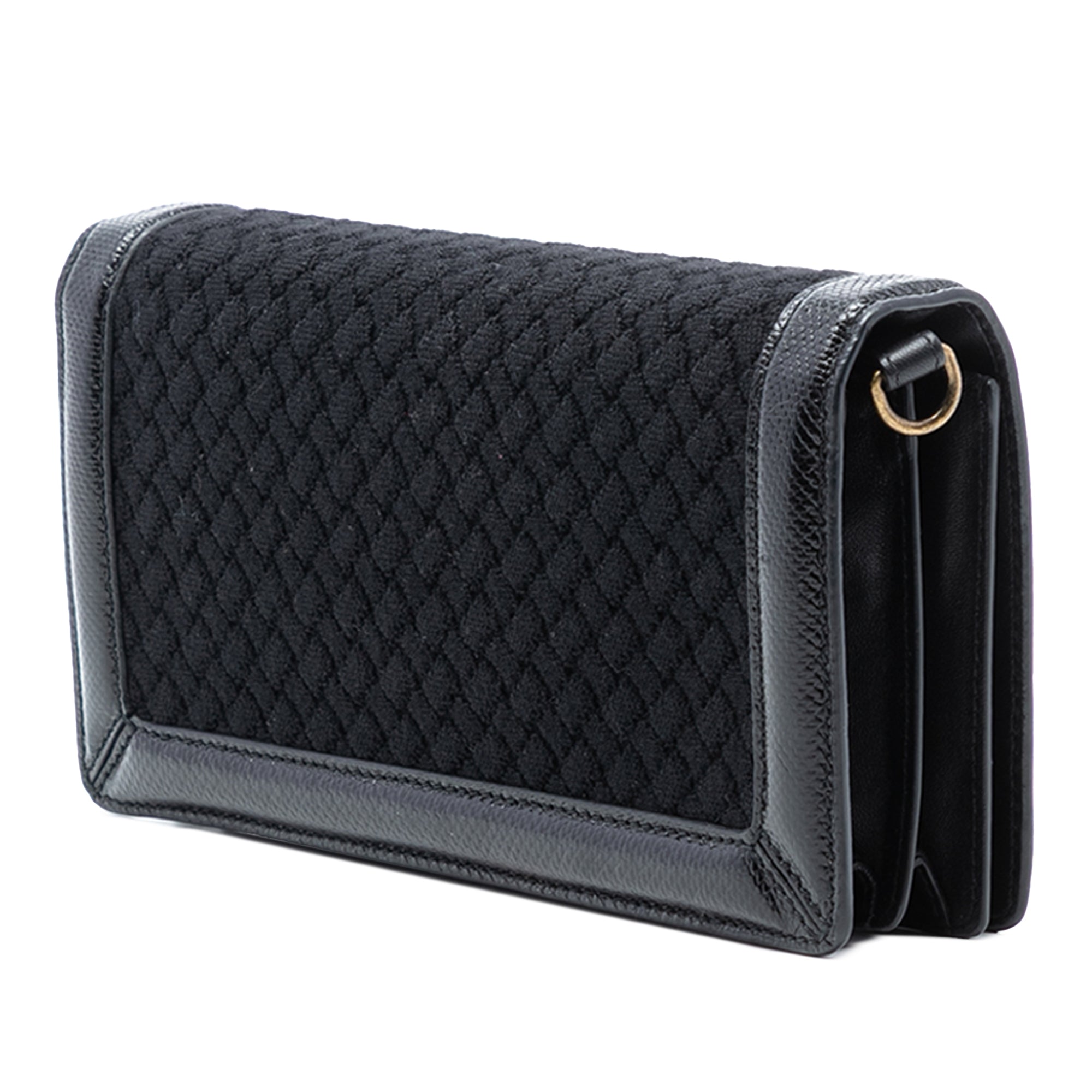 Karung Trimmed Knit Intrecciato Knot Clutch On Chain - Image 2