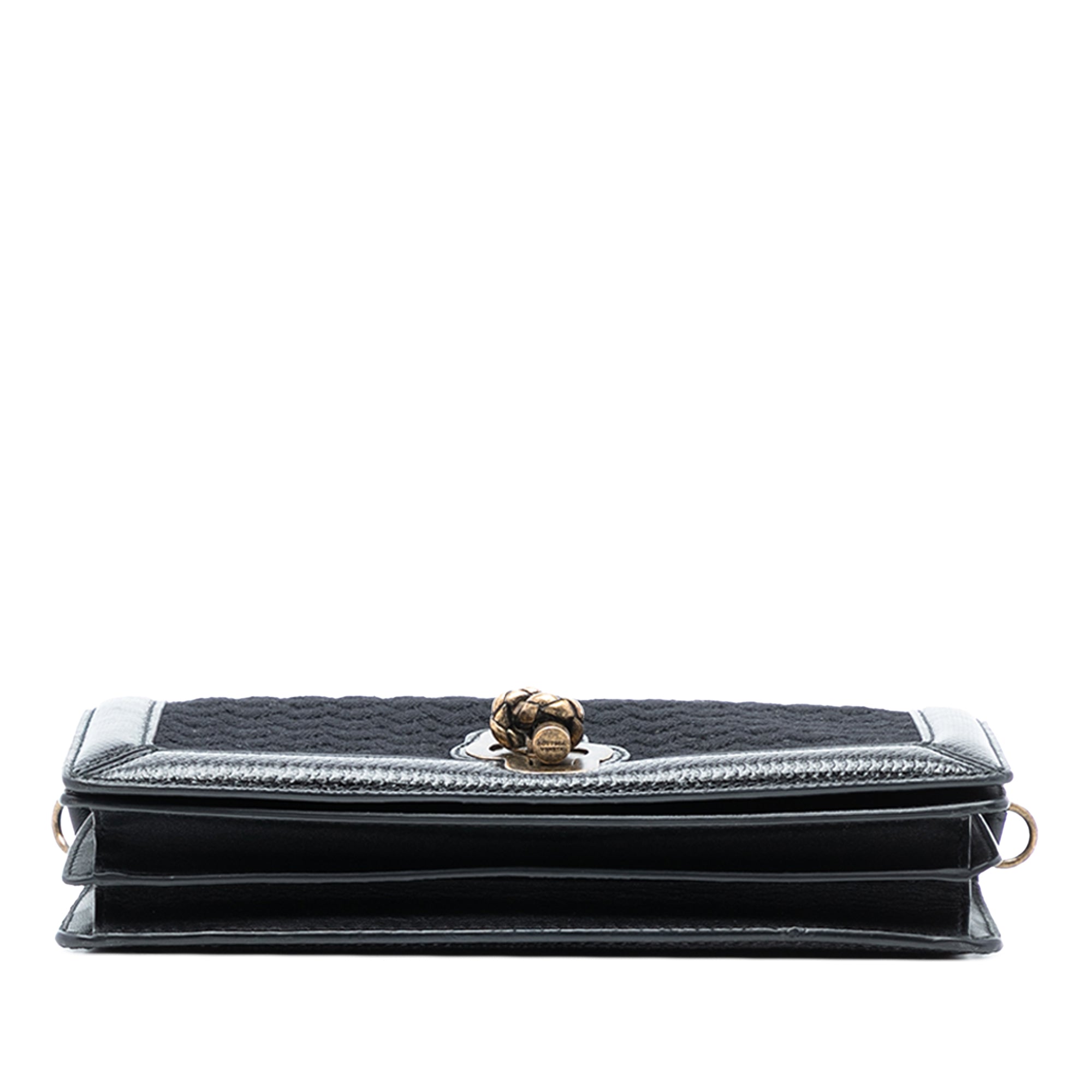 Karung Trimmed Knit Intrecciato Knot Clutch On Chain - Image 3