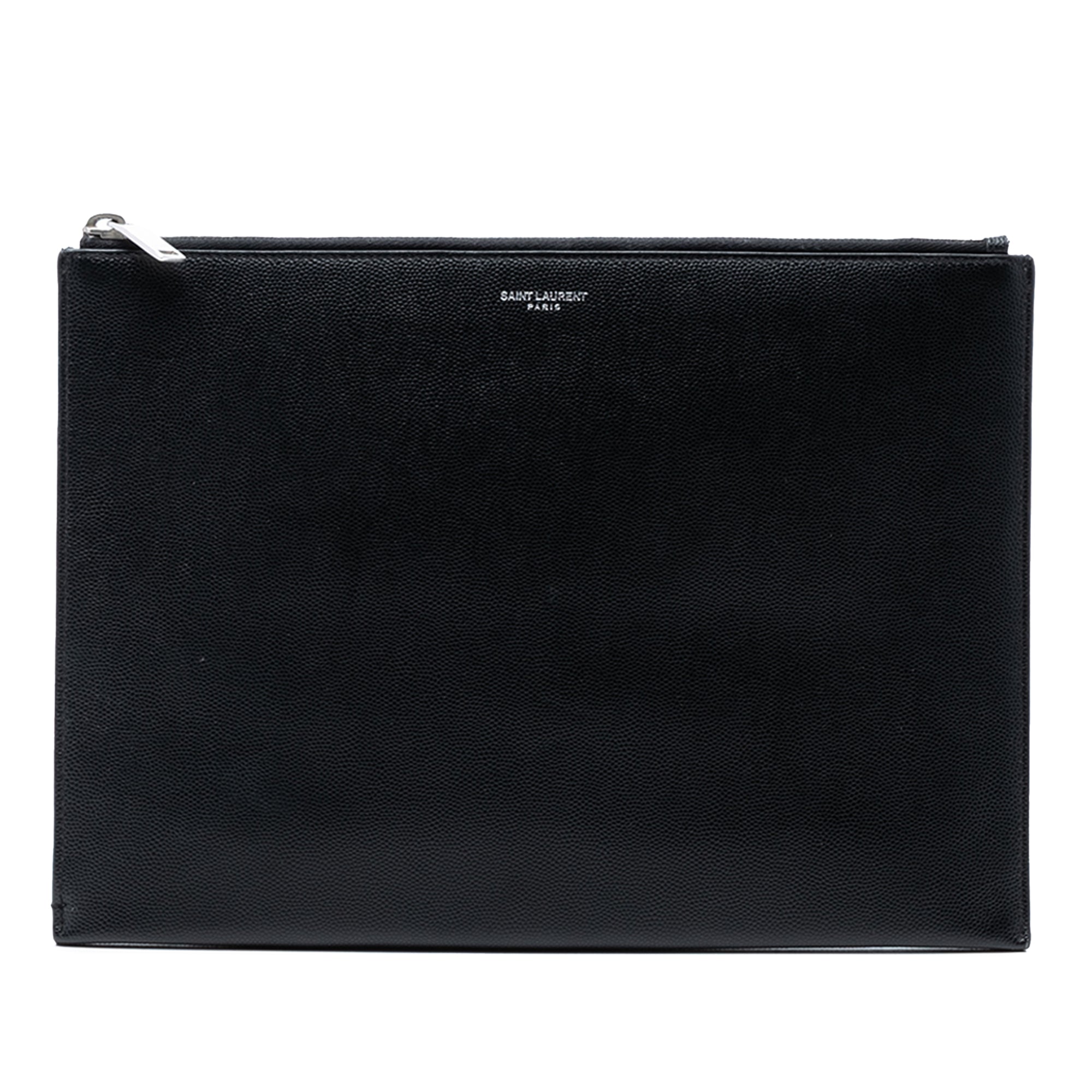 Grained Leather Zip Clutch - Image 1