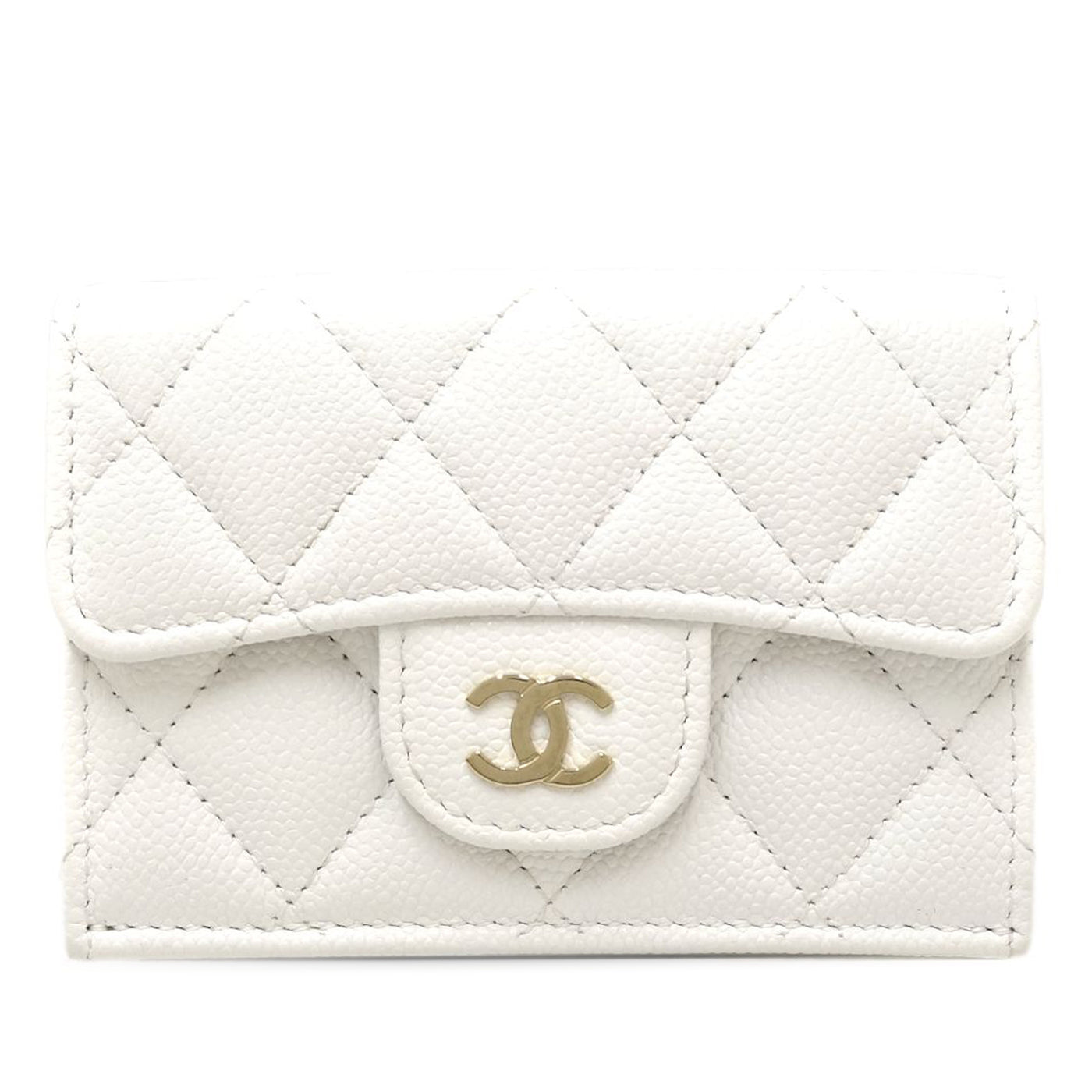CC Quilted Caviar Flap Card Holder Wallet - Image 1