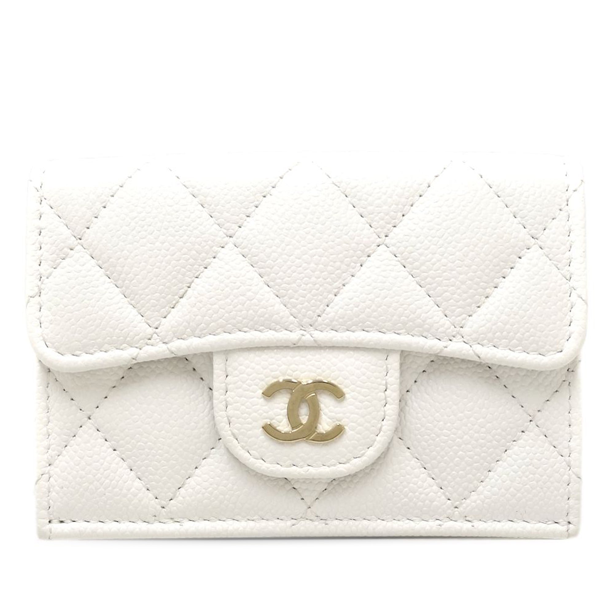 CC Quilted Caviar Flap Card Holder Wallet - Image 1