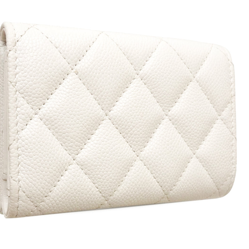 CC Quilted Caviar Flap Card Holder Wallet - Image 2