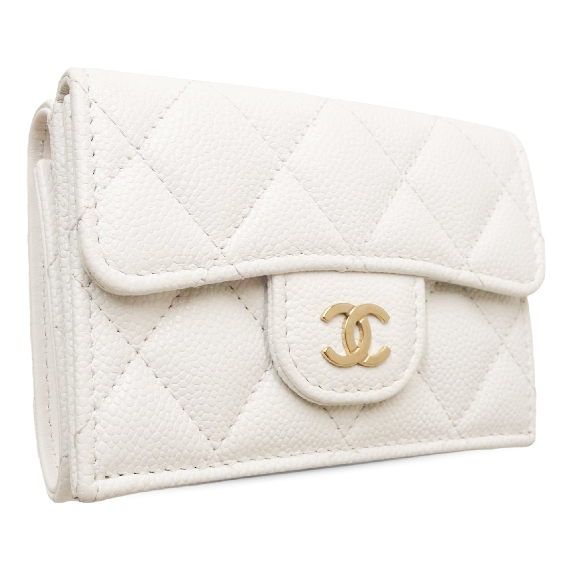 CC Quilted Caviar Flap Card Holder Wallet - Image 7