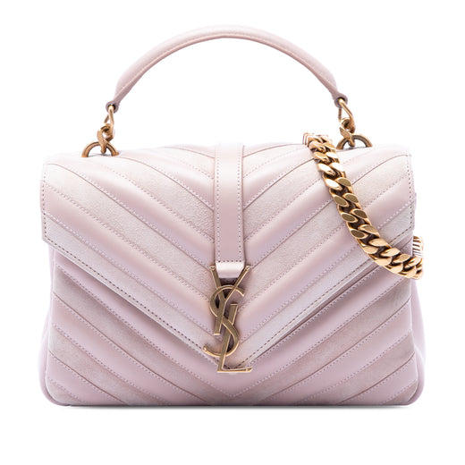 Medium Calfskin and Suede Chevron Monogram College Satchel - Image 1