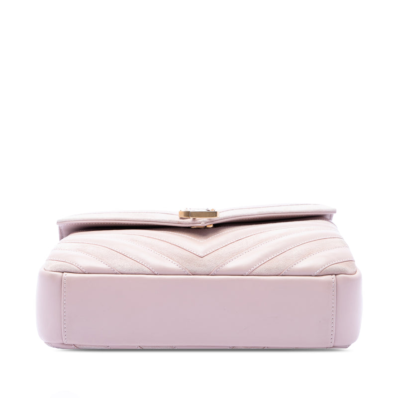 Medium Calfskin and Suede Chevron Monogram College Satchel - Image 3