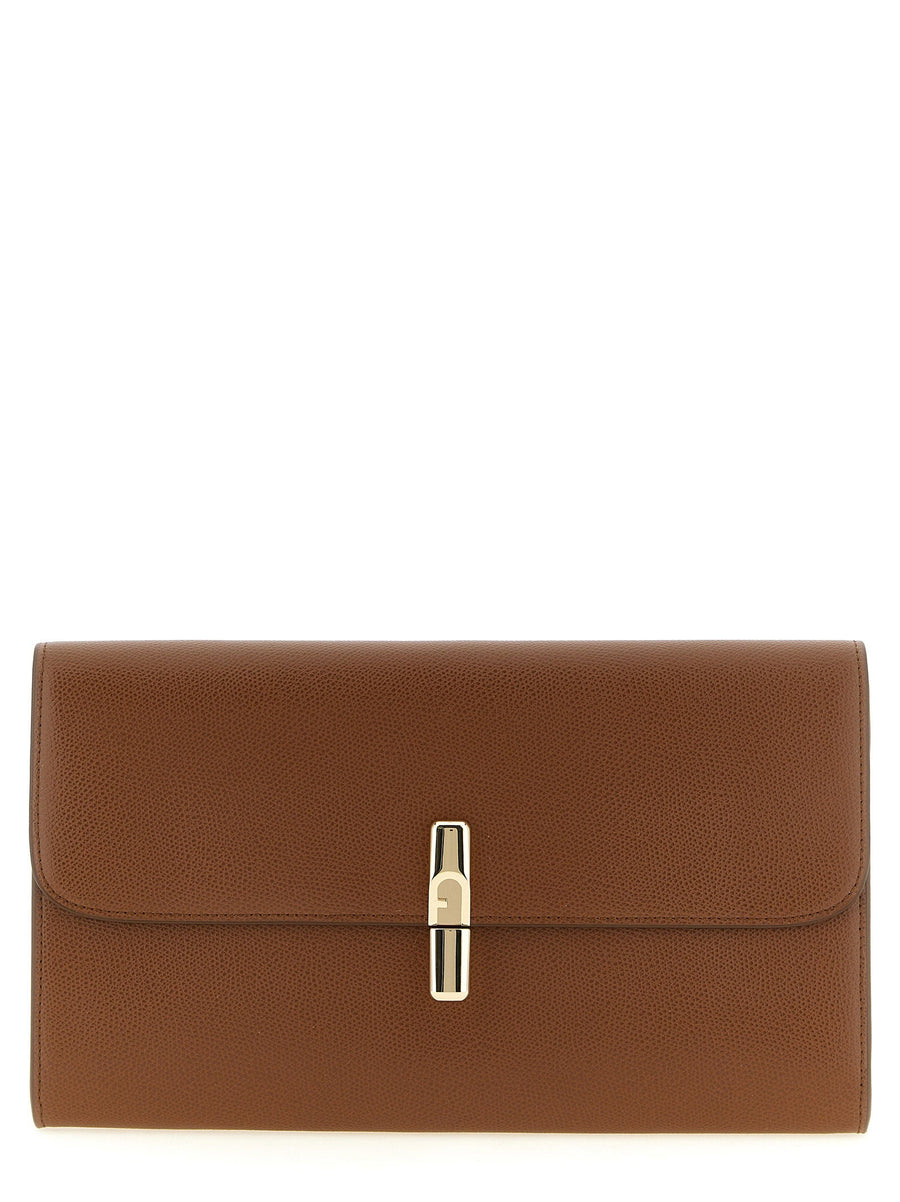 Furla Clutch — Brown Printed Calf Leather