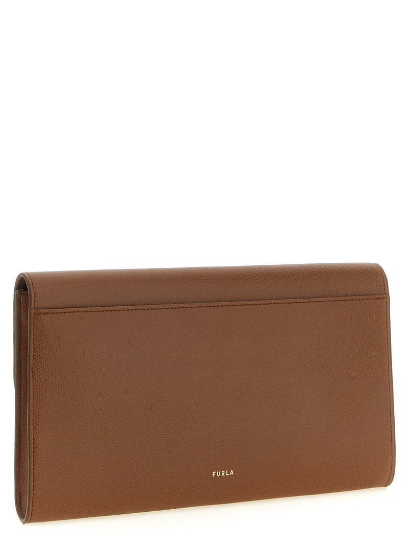 Furla Clutch — Brown Printed Calf Leather