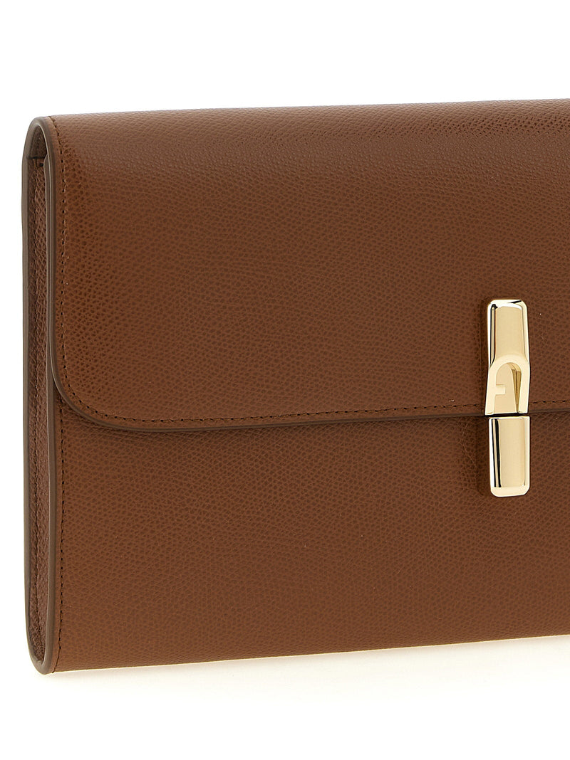 Furla Clutch — Brown Printed Calf Leather