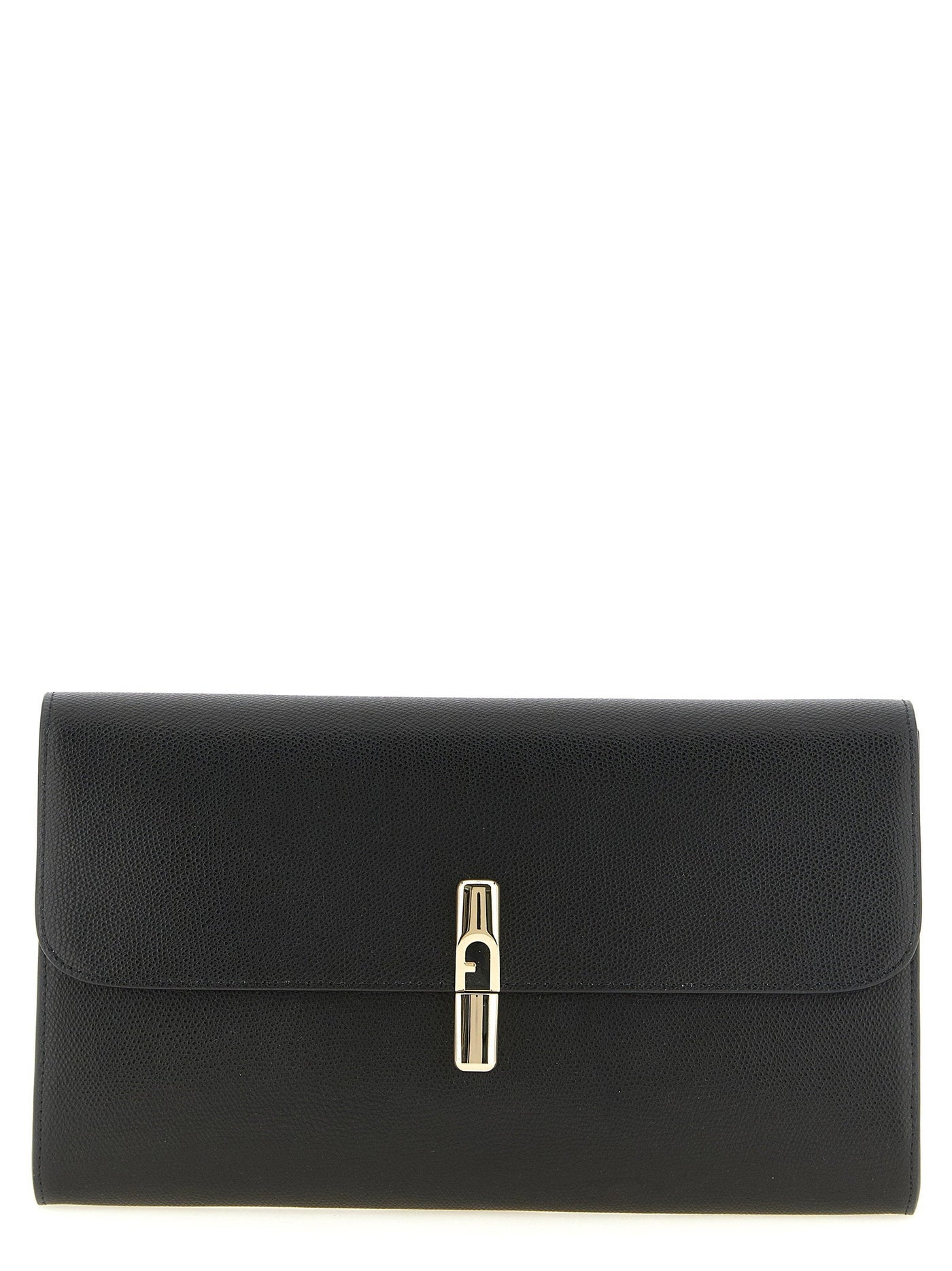 Furla Iride Clutch — Black Printed Calf Leather